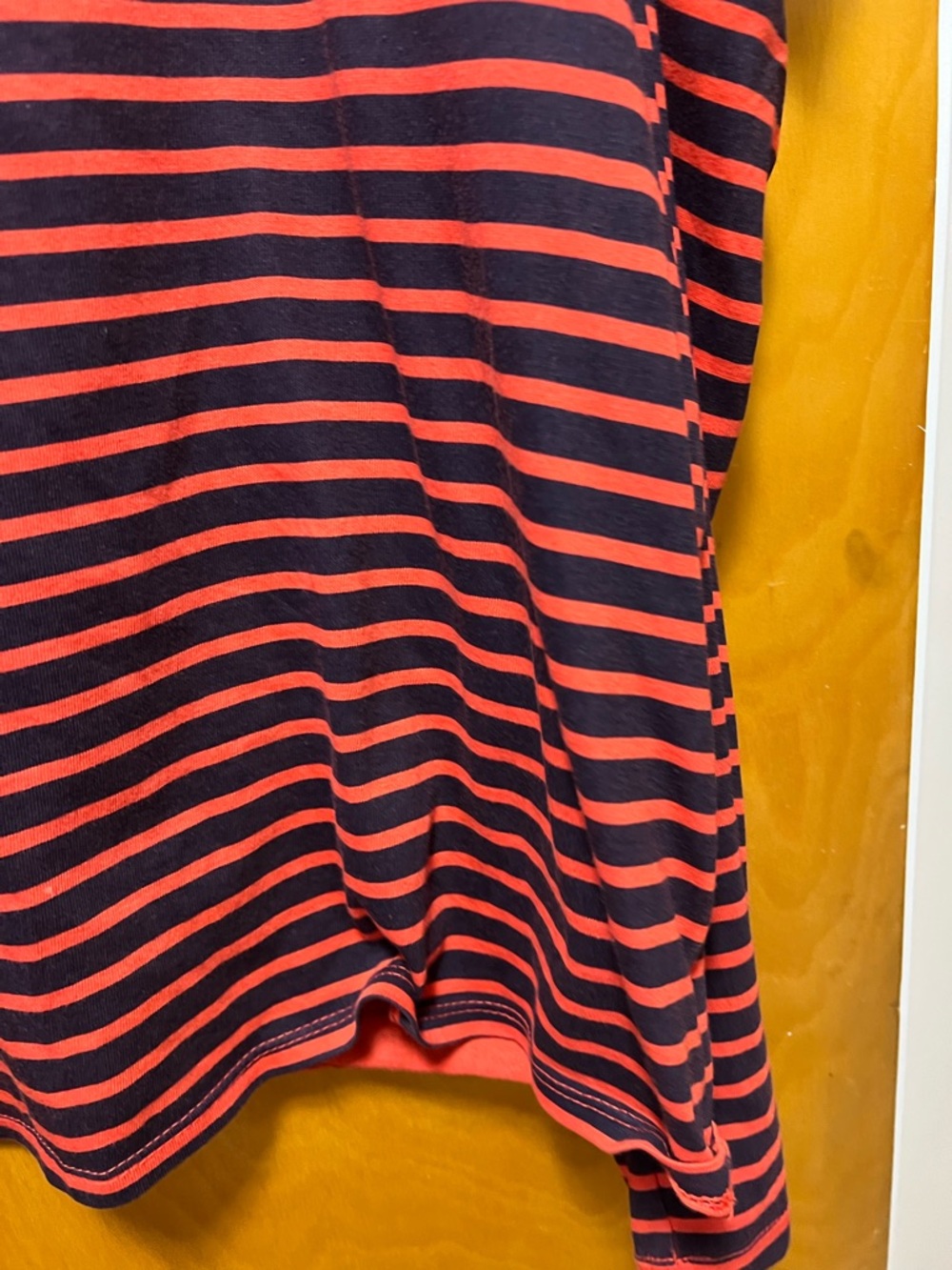 Clare V Red and Navy Puff-Sleeve Striped Long-Sleeve Tee - Picture 8 of 15